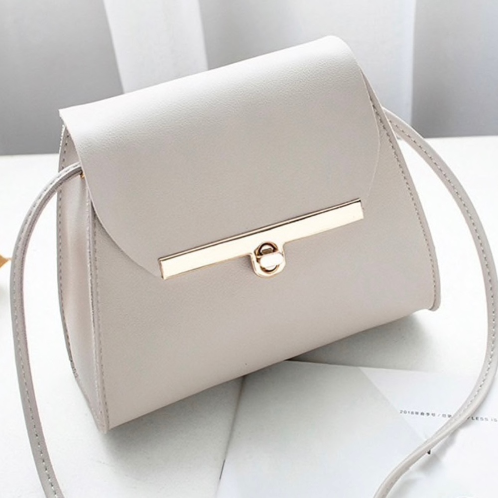 mini bag light grey and gold